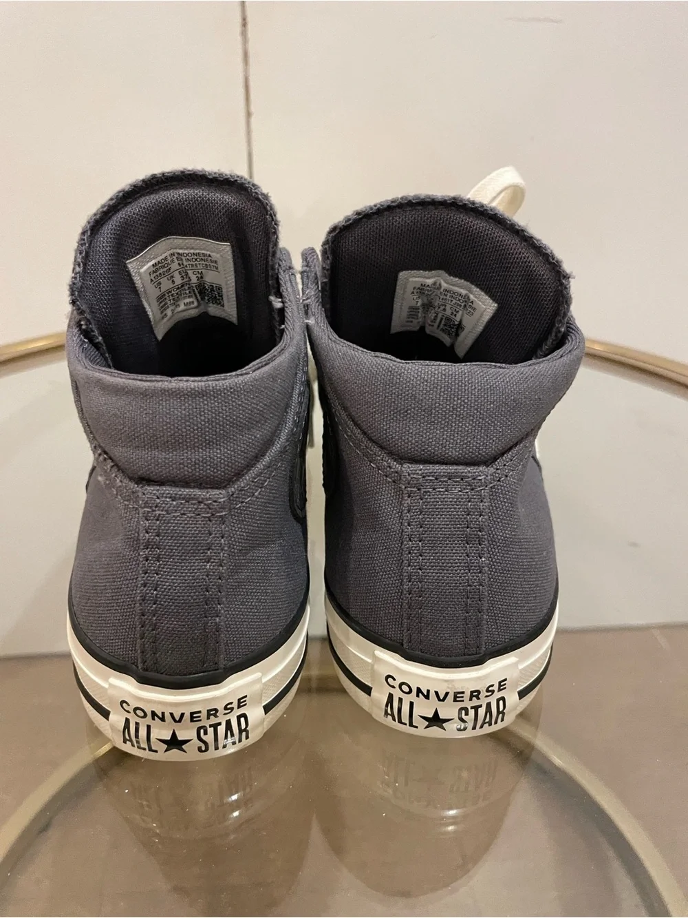 Converse All Star Canvas High Top Navy Sneakers with White Laces, Womens 7
